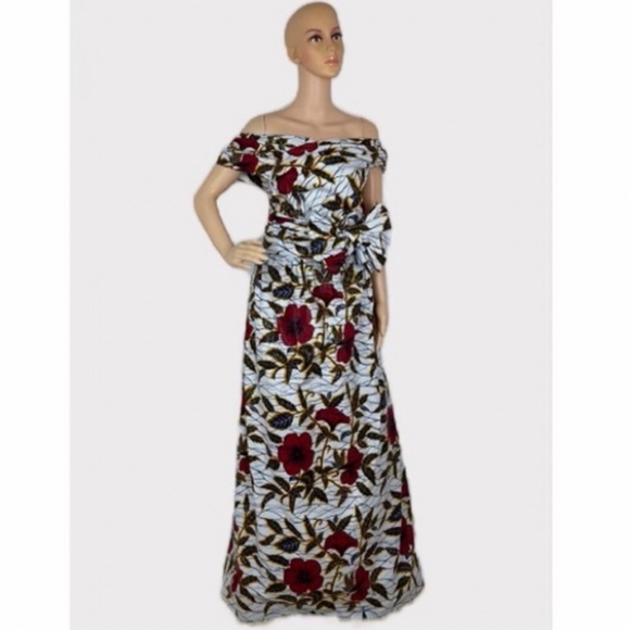 African Print Ankara Floral Print Infinity Maxi Dress - Picture 10 of 10